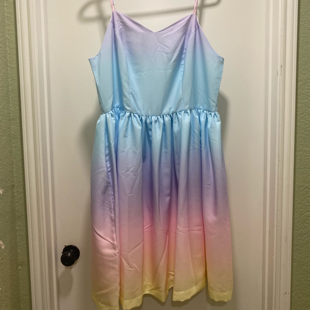 Unique Vintage Pastel Rainbow Dress Size 3XL